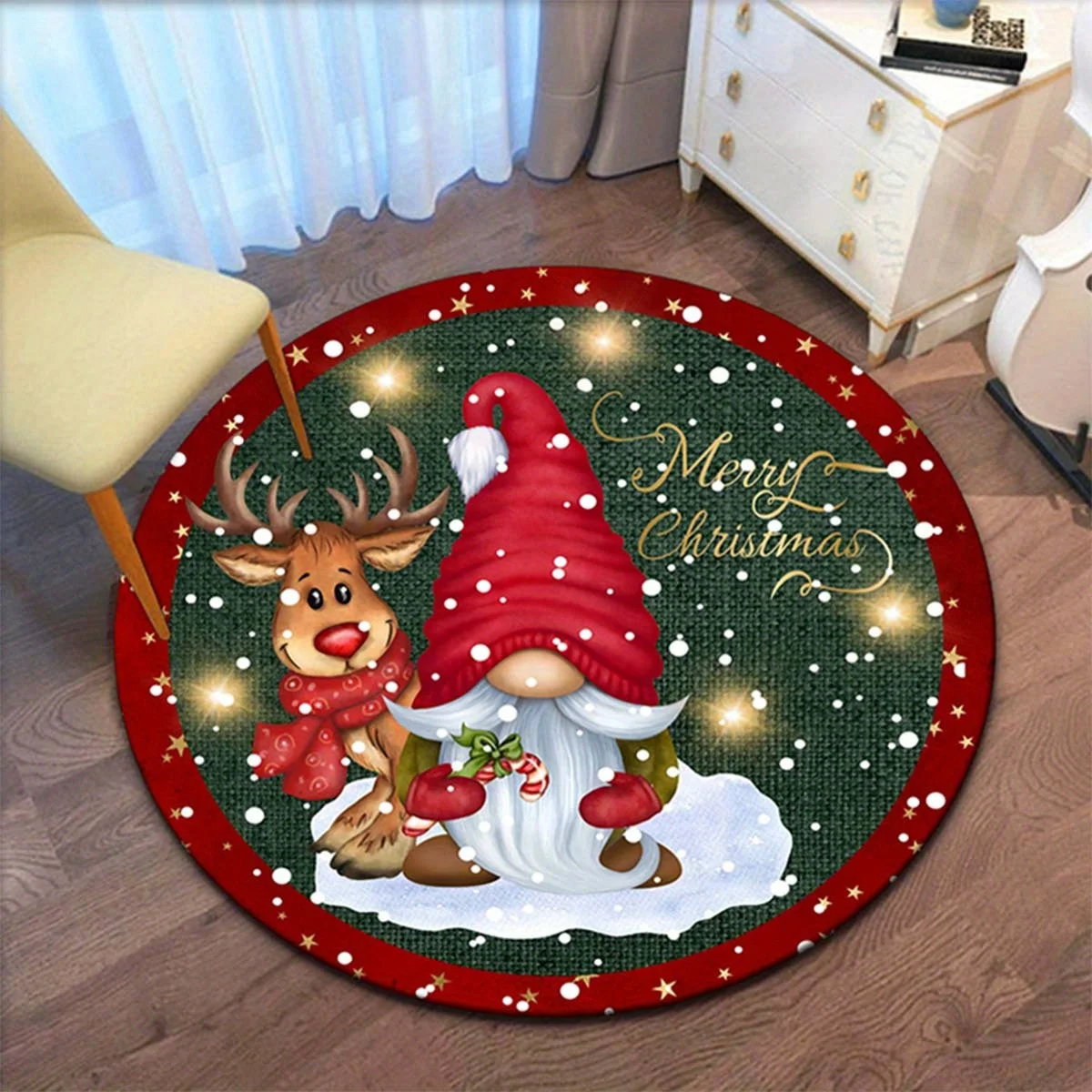 

2D Christmas Village Illusion Rug with Snow Gift Tunnel, Winter Wonderland Home Decor Carpet, Cozy Holiday Mat for Xmas
