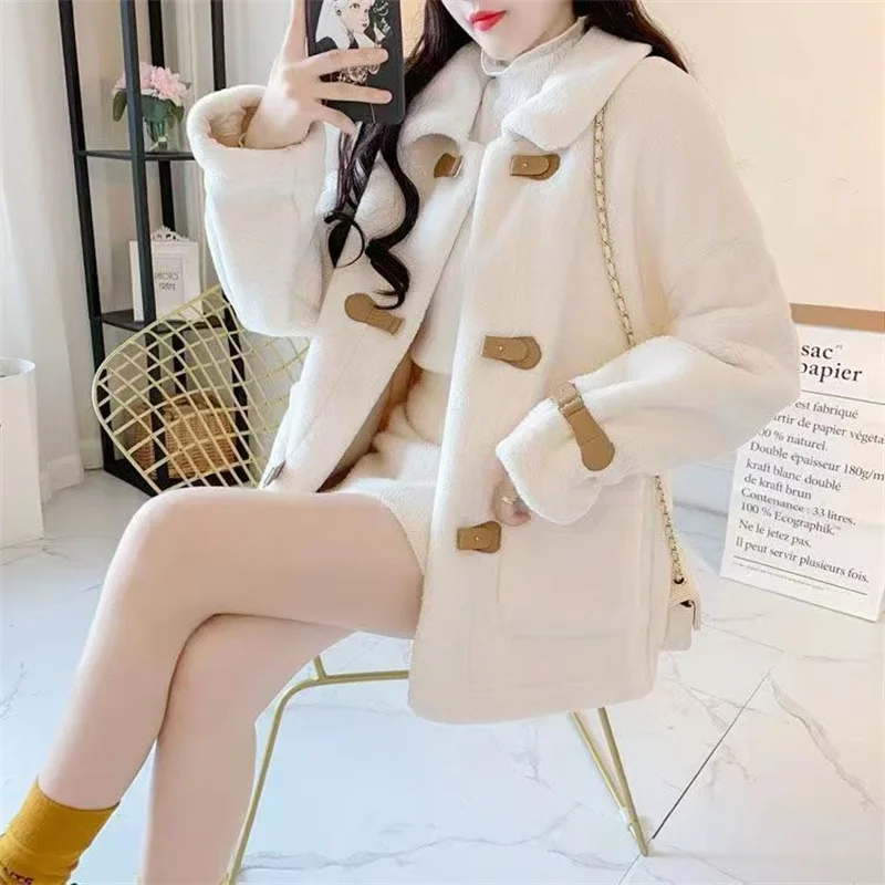 Autumn And Winter 2024 New Fashion All-in-one Korean Version Loose Short Lamb Wool Coat Female Lamb Velvet Long Sleeve Female