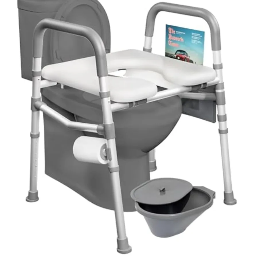 

Подъемное сиденье для унитаза с ручками, регулируемое по высоте и ширине, для пожилых людей, с функцией стула-туалета и чашей, выдерживает до 227 кг, для людей с ограниченными возможностями.