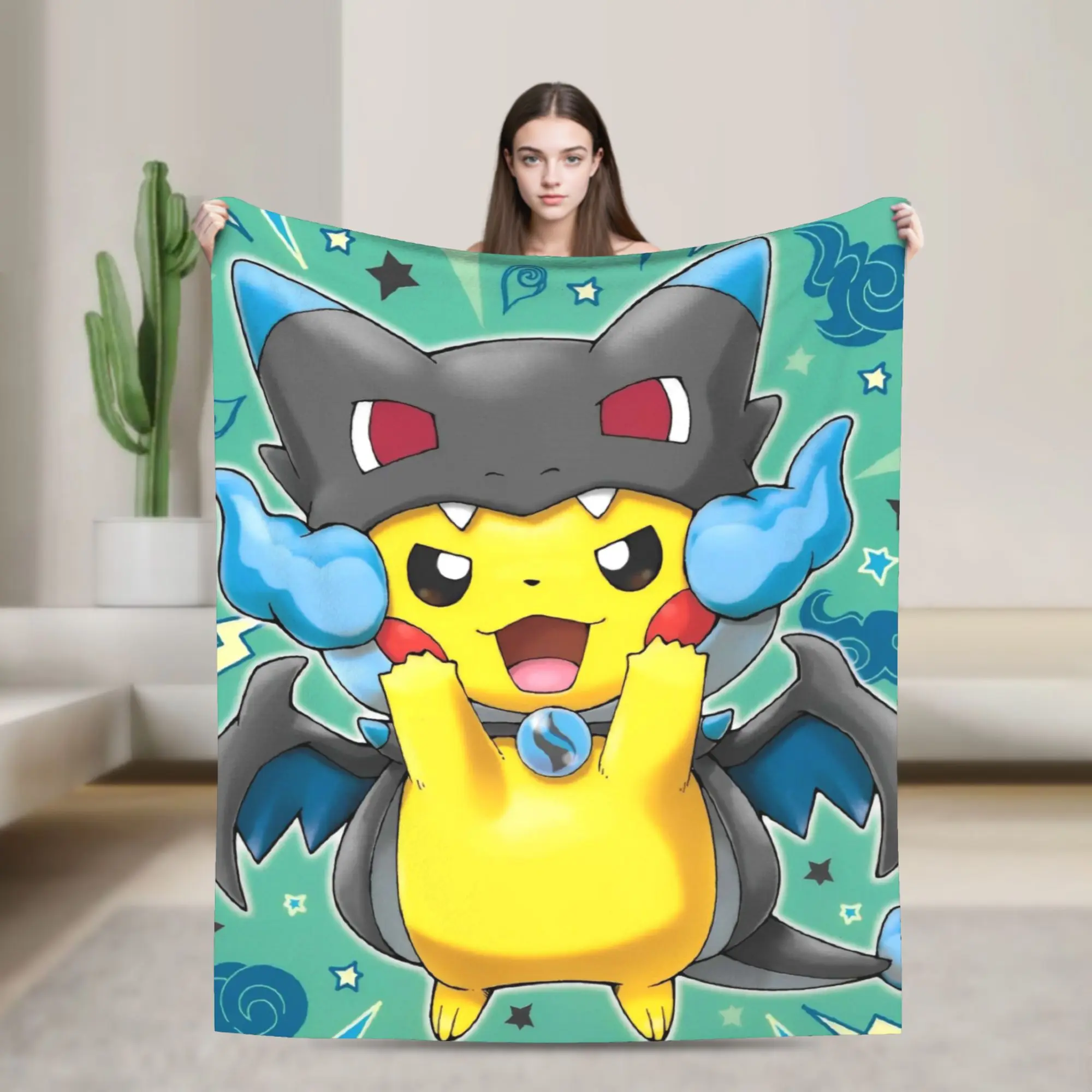 

Одеяло с милым рисунком манги Poke-Mon, фланелевое потрясающее дышащее одеяло с покемонами для покрывала на осень/зиму,