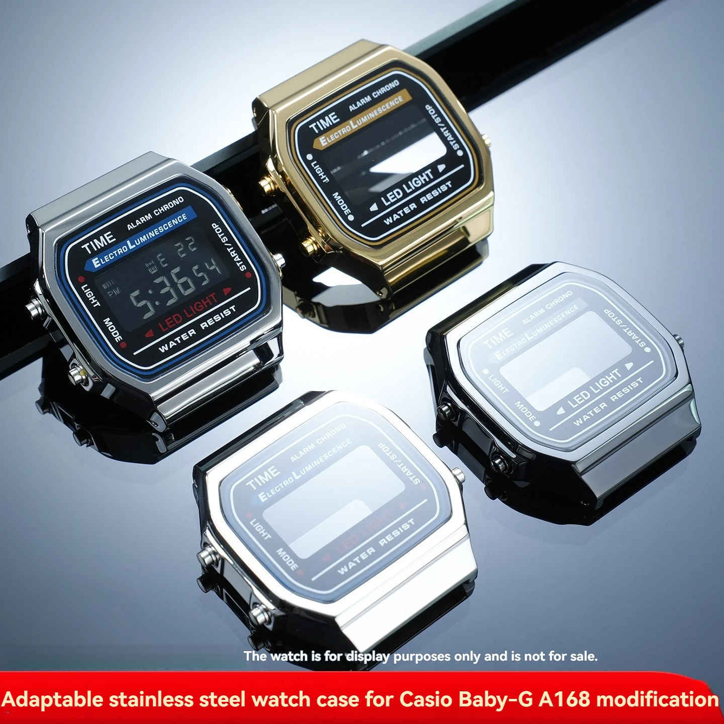 Suitable for Casio small square A168W stainless steel watch case scratch-resistant upgrade protection solid metal shell