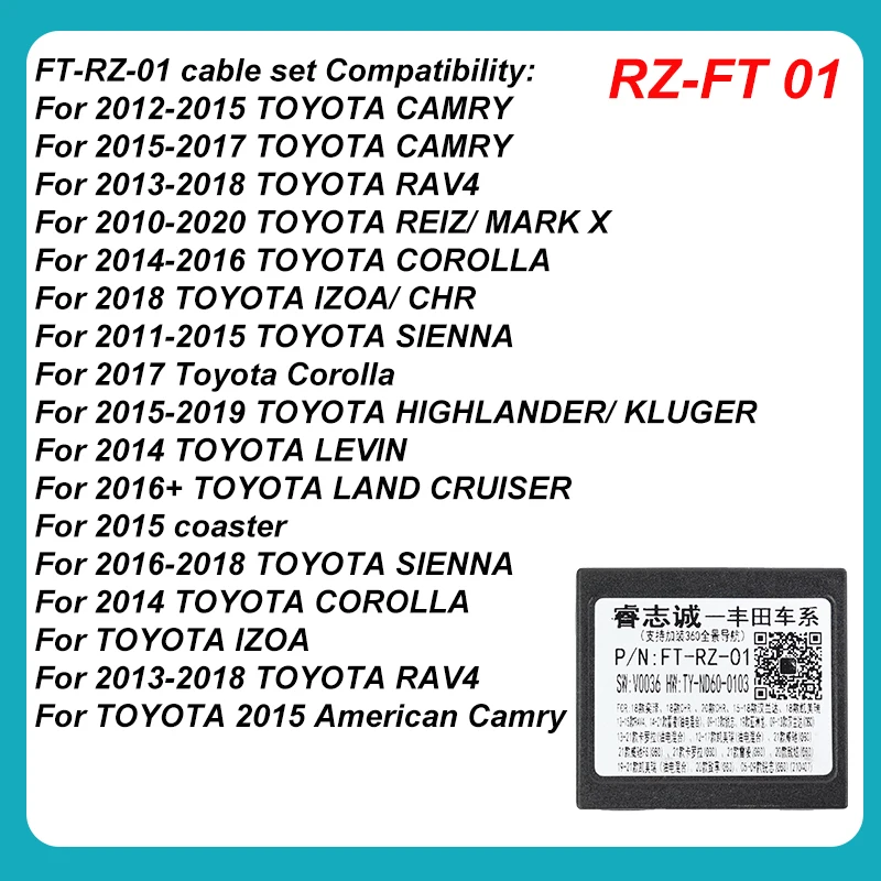 Car Radio Canbus Box Decoder FT-RZ-02 For Toyota TOYOTA Highilander Camry C-HR Fortuner Avanza Rush Wiring Harness Power Cable