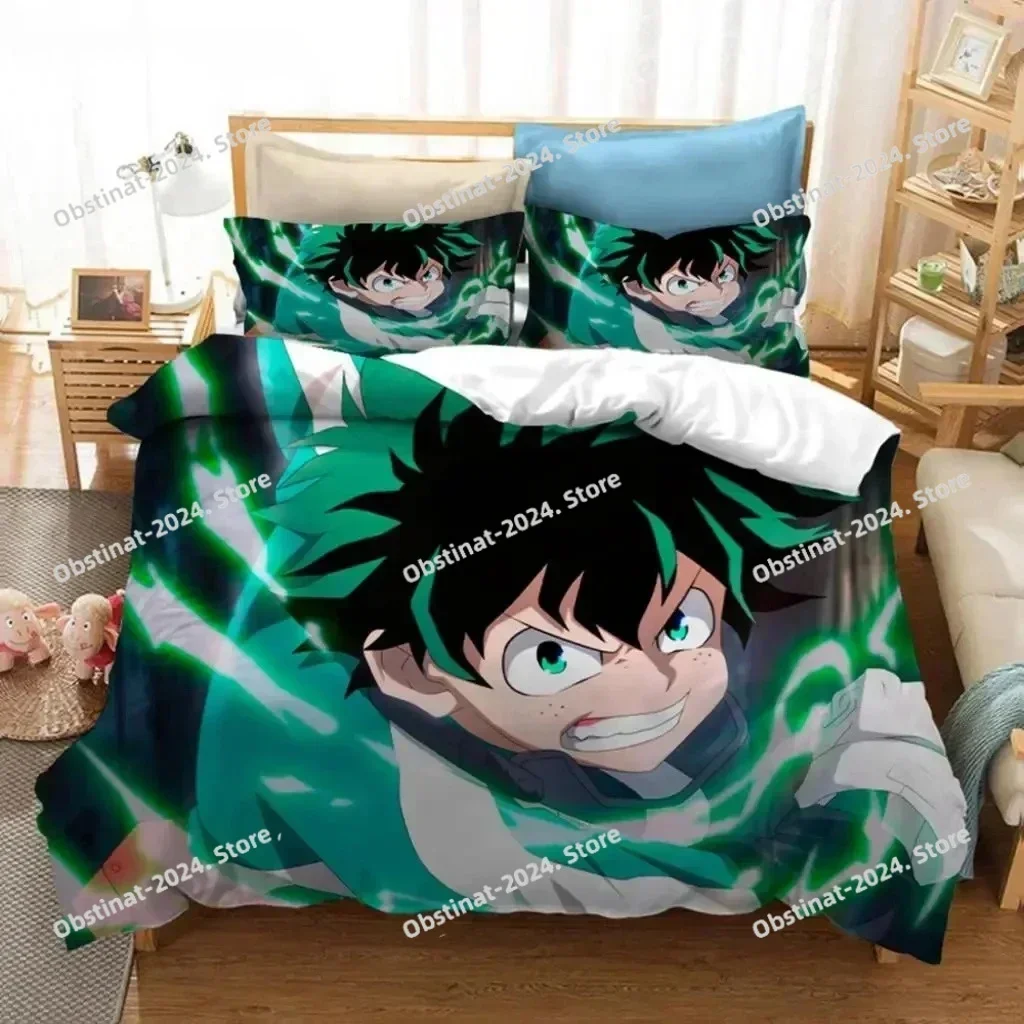 Anime My Hero Academia Bedding Set Printed single Comforter Quilt Bed Cover Duvet Cover Pillow Case 3 Pieces Set Kids Adult Size