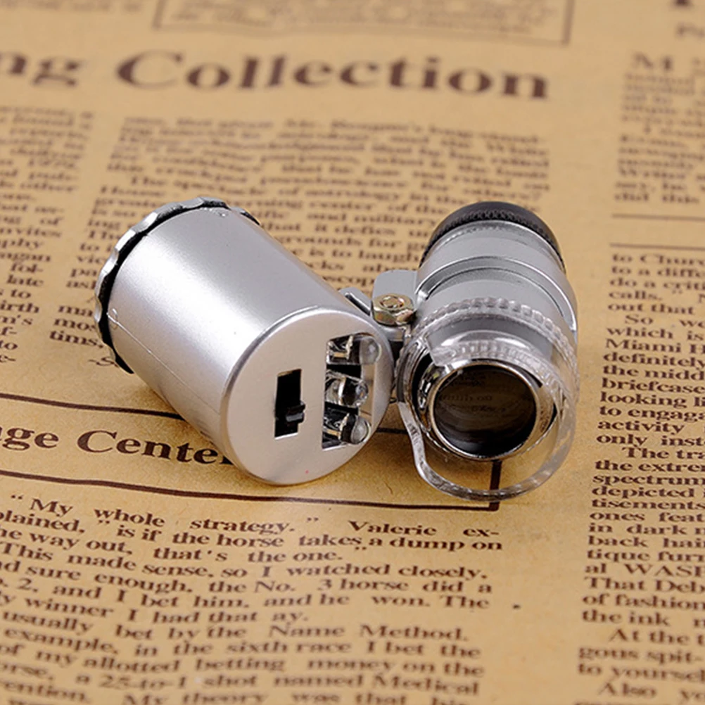 

60x Magnifying Glass Loupe Mini Jewelry Microscope Light Currency ABS Acrylic Lens Portable Long Lasting