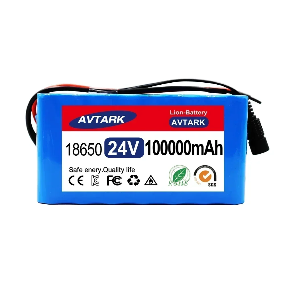 Nuovo pacco batteria agli ioni di litio 24V 7 s3p 18650 100Ah con BMS bilanciato 20A per sedia a rotelle elettrica per Scooter, caricatore + 2A