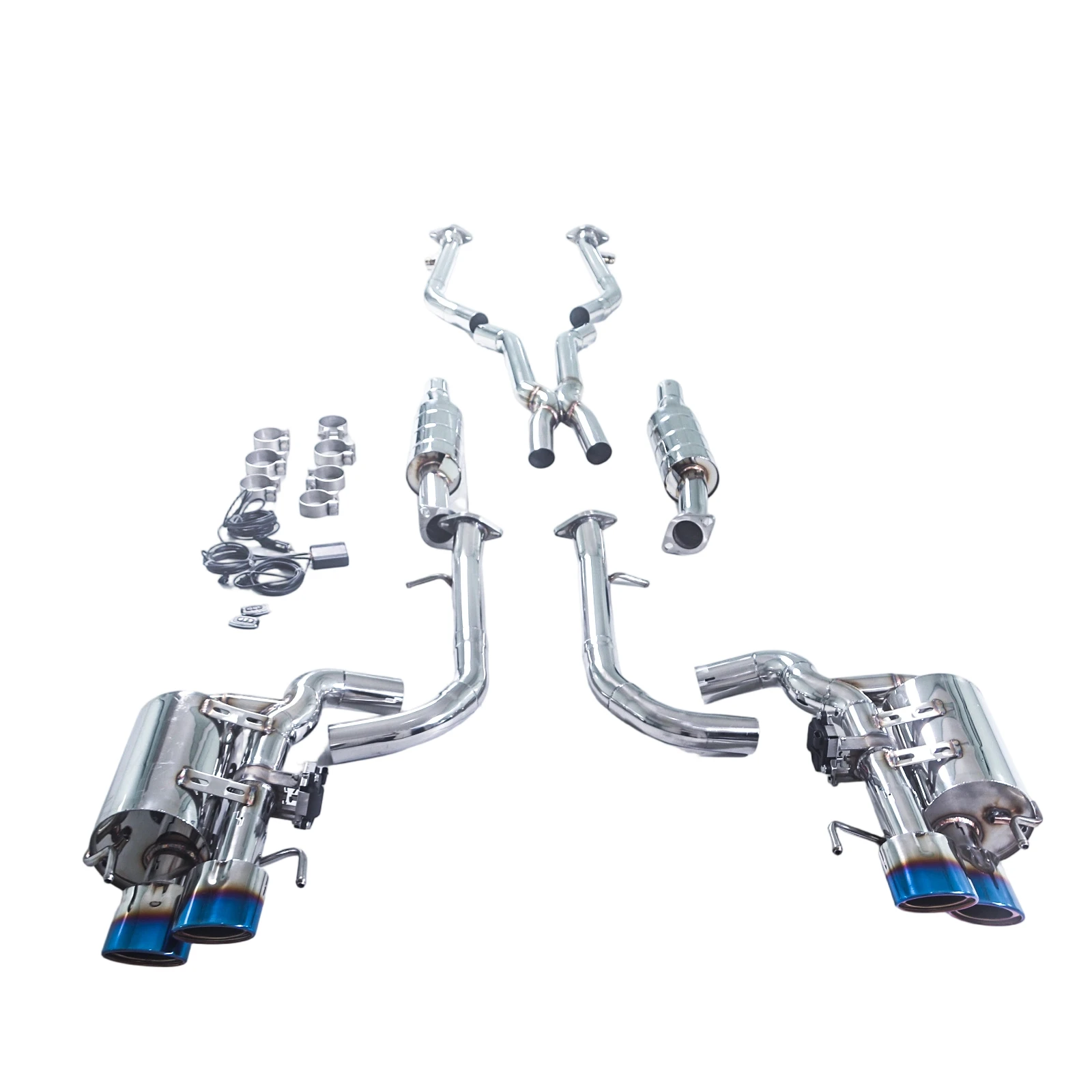 

For Lexus IS500 5.0L catback high-performance exhaust system, with valve muffler, made of 304 stainless steel, four blue tips