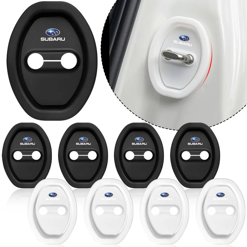 4 قطعة سيليكون قفل باب السيارة حامي غطاء اكسسوارات السيارات التصميم لسوبارو ليجاسي فورستر Outback رالي WRX WRC XV امبريزا #1