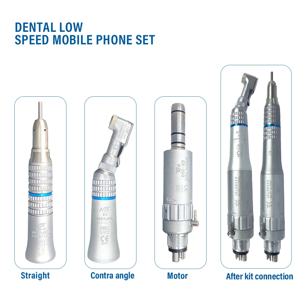 NICEDEN Dental Slow Low Speed Handpiece Against Low Rotation Dental Contra Angle Latch Chuck /Push Button Key Type