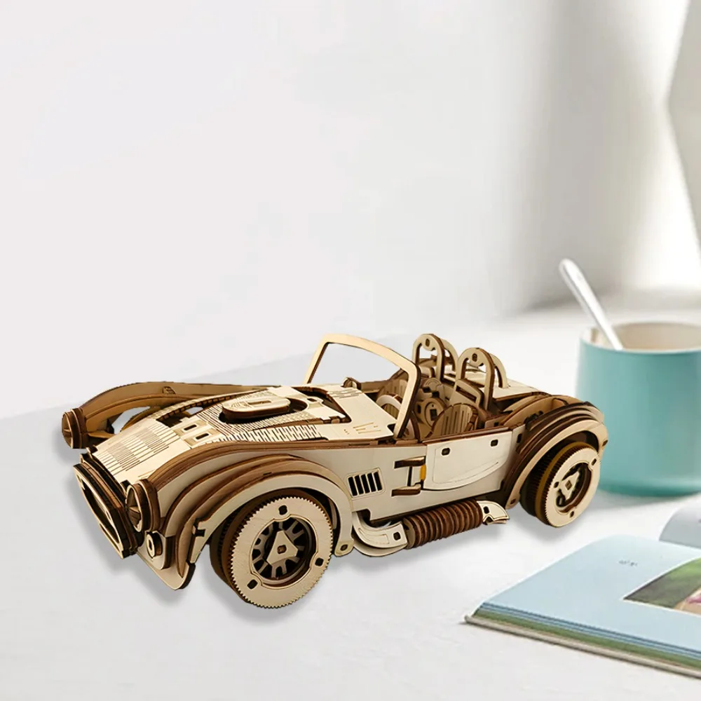 Mechanical Sports Car Toy DIY Handmade Wooden Puzzle Assembly Model Educational Toys Simulation Model
