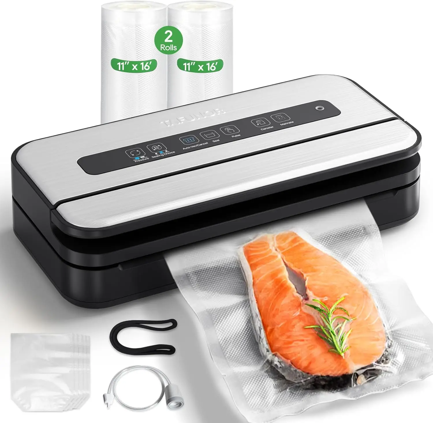

90Kpa Food Vacuum Sealer with 10 Modes, LED Display, Built-in Cutter and Starter Kit for Freshness