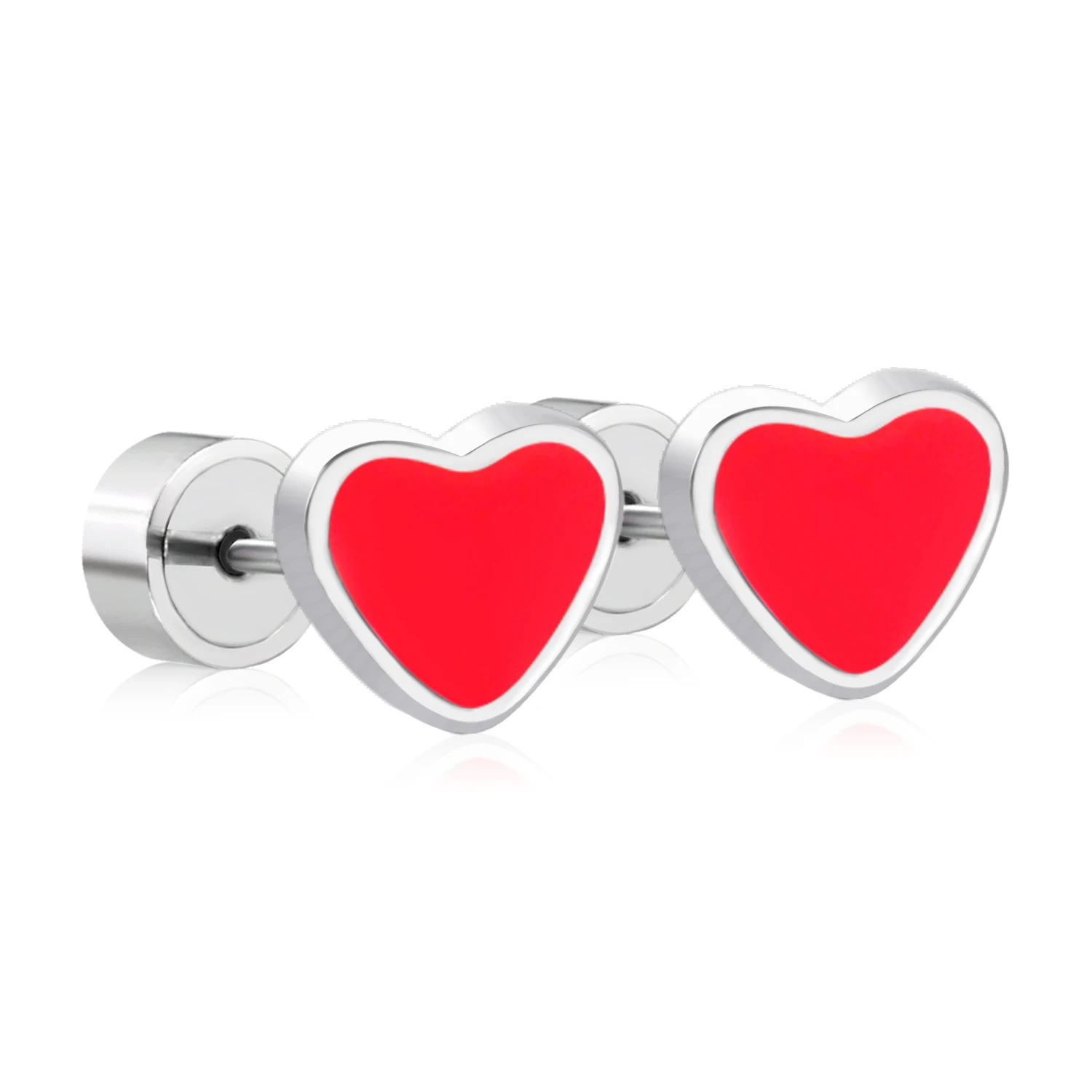 LUXUSTEEL Cute Women Summers strawberries Heart Rainbow Stud Earrings Stainless Steel No Fade Brinco Party