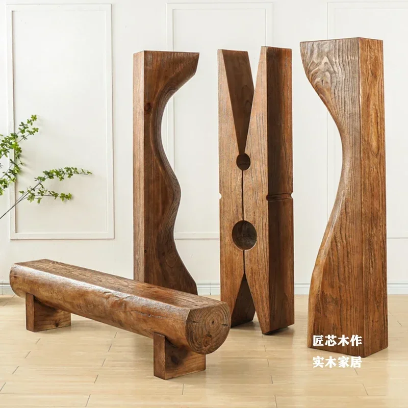 

Solid wood bench surprise quiet wind log bench TV cabinet shoe changing stool medieval retro B & B wooden pier home creativity
