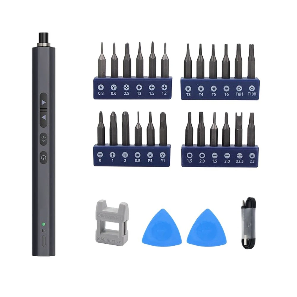 Electric Screwdriver For Mobile Phone Repair 24 Bits Adjustable For Torque LED Light Rechargeable Power Tool Kit