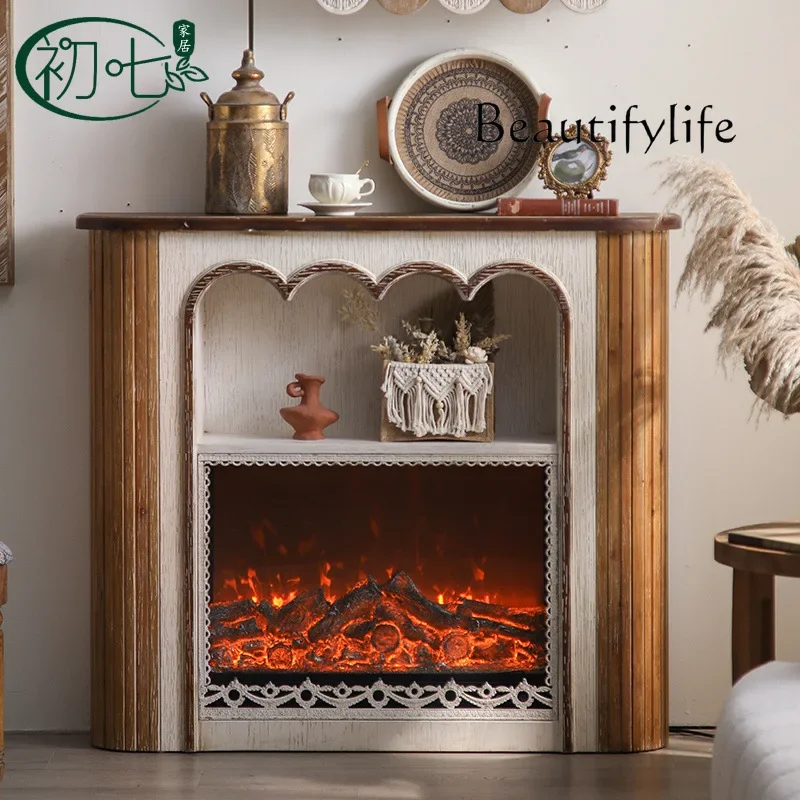 X36 Old Living Room Entrance Table Retro Mantel Wedding Photography Background Wall Decoration Foyer Rack