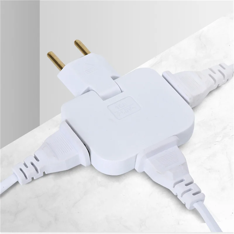 EU Plug  3 AC Outlet Power 180° Rotating Fulfillment Socket Strip Multiprise 1 Convert 3 Extension Electrical Socket AC Adapter