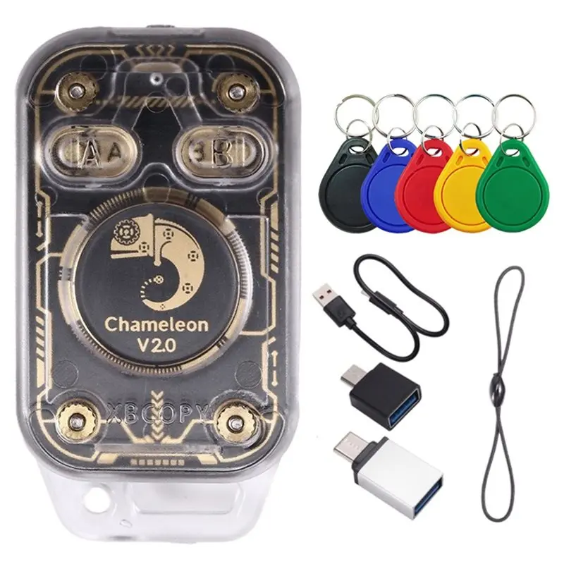 B24B Chameleon Ultra V2.0 RFID Smart Chip Reader Emulator+ 5XUID Keychain NFC Duplicator 125K 13.56Mhz Card Decoding Functionali