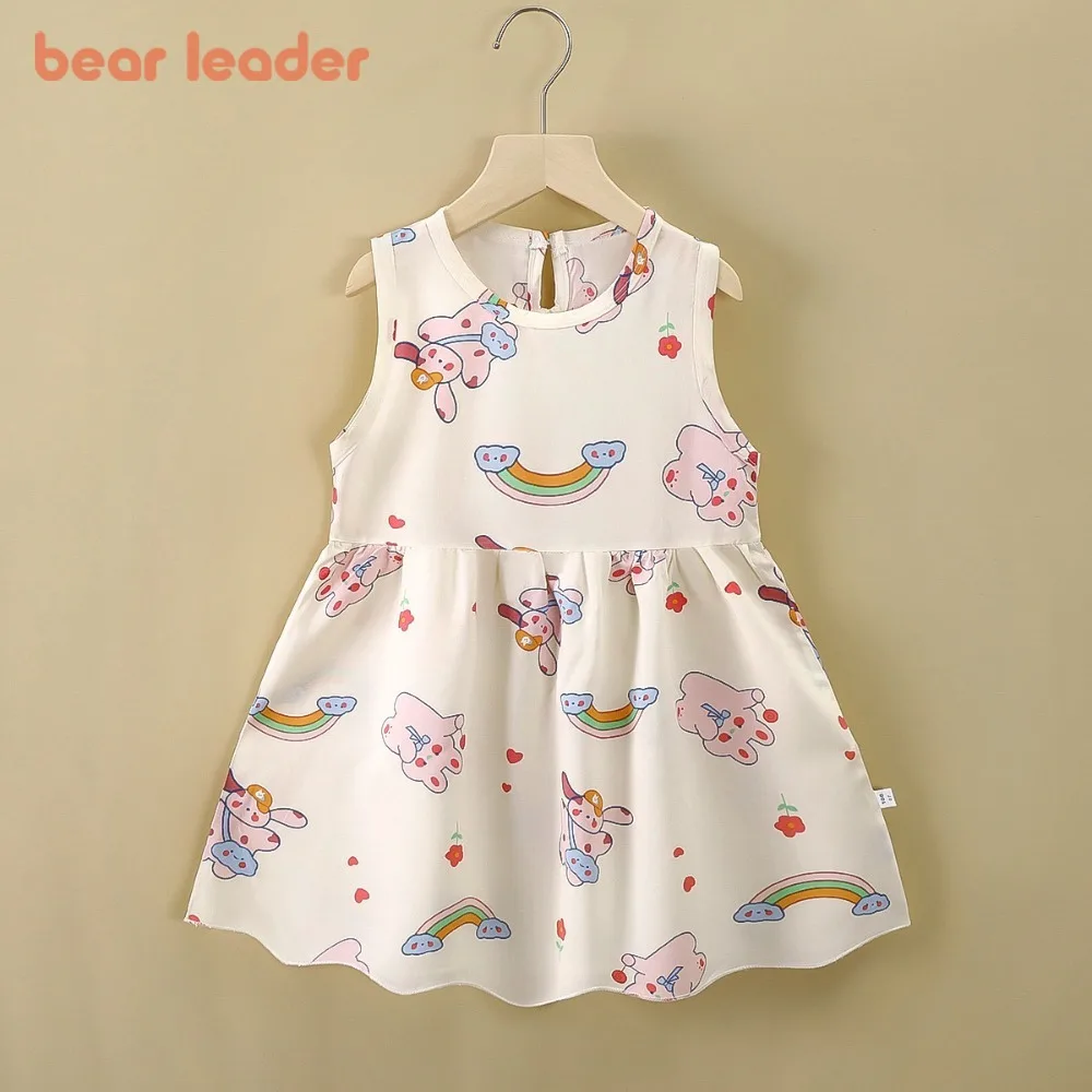 

Ведмедик Лидер, милые и милые повседневные платья без рукавов с мультяшным принтом для девочек, новый летний жилет, платье принцессы, детская одежда