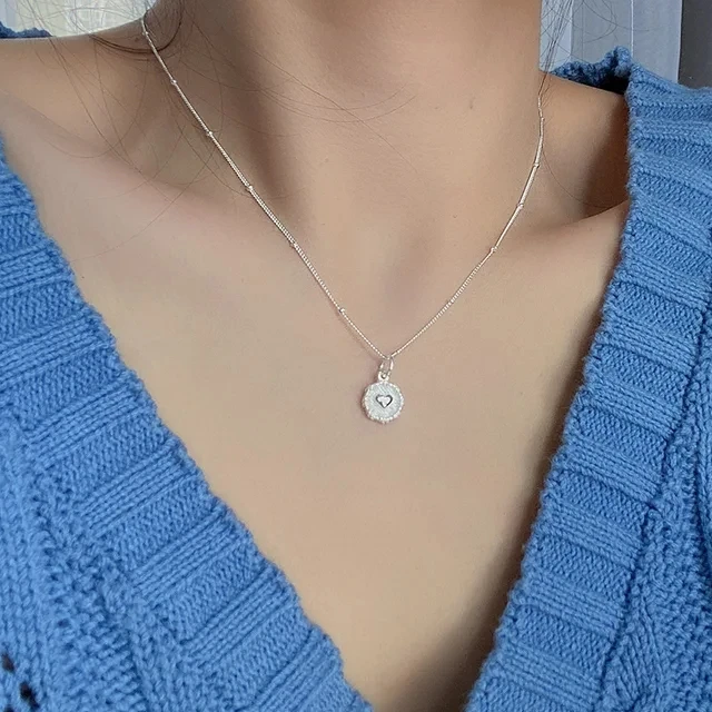 PANJBJ 925 Sterling Silber Unregelmäßige Shell Halskette für Frauen Minimalismus Mode Design Trend Süße Schmuck Geschenk Dropshipping – Detail 26