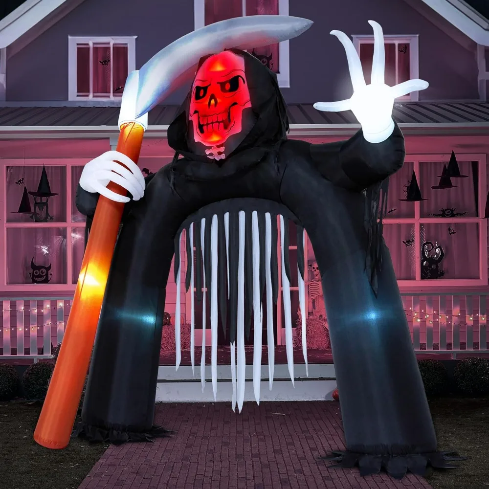 

Halloween Inflatables Outdoor Decorations， Archway Giant Halloween Blow Up , Inflatable Grim Reaper Halloween Party Supplies