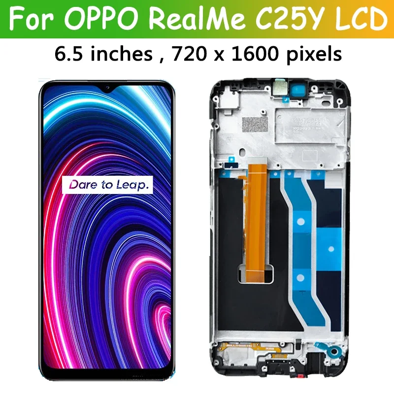 6.5\'\'inch Display for Oppo Realme C25Y LCD touch screen digitizer assembly C25y RMX3265 RMX3268 RMX3269 Display Frame