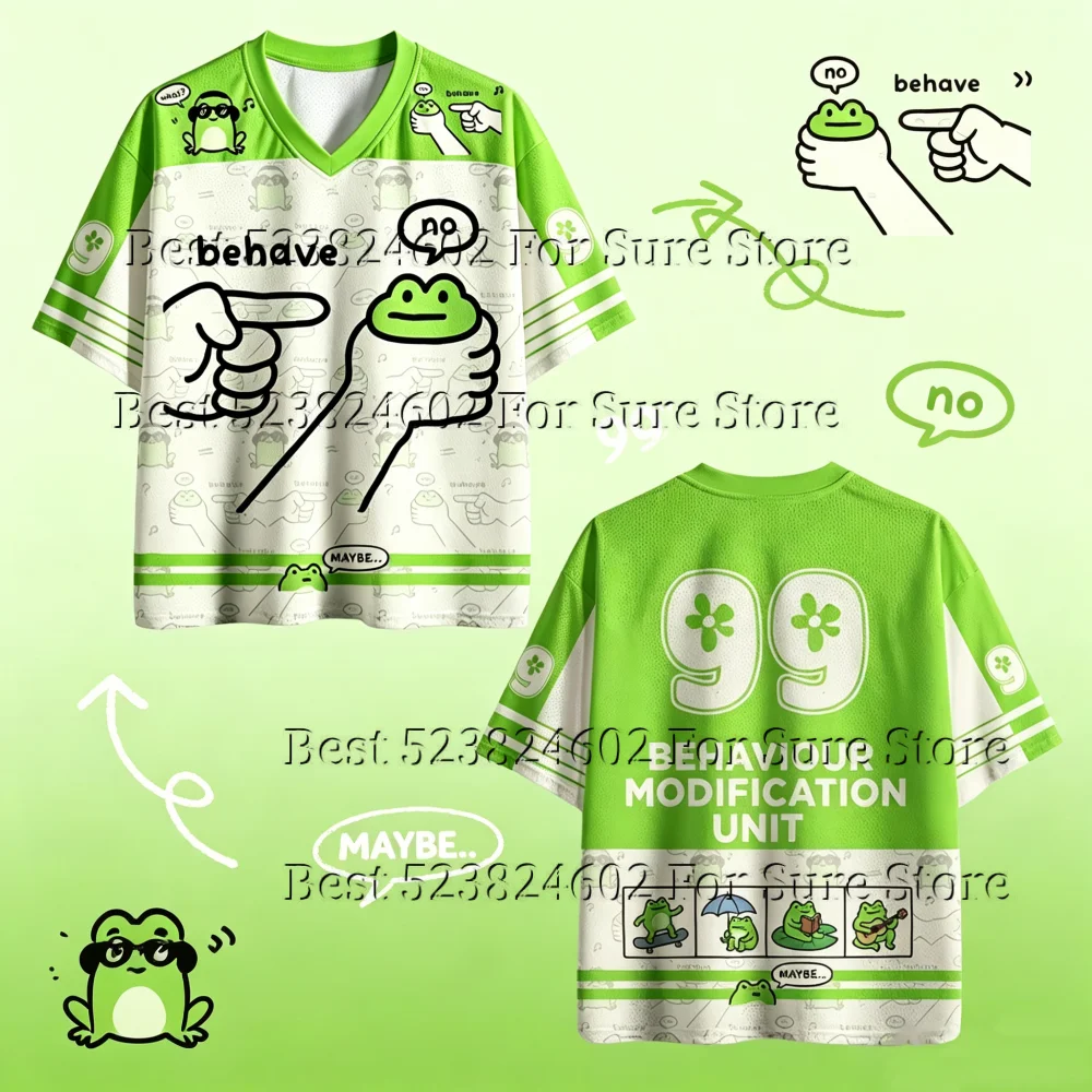 Funny Frog Meme Graphic Baseball Jersey Mesh Breathable Quick Dry Sports Tshirt Unisex 99 Number Print Casual Short Sleeve Tee