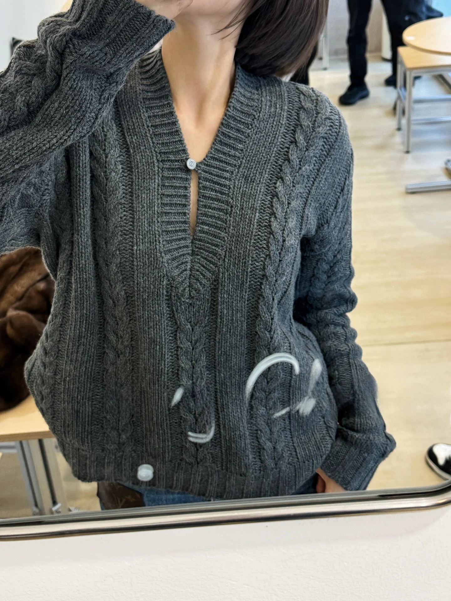 

ASBR Premium Merino Wool Knitted Sweater Women's Coarse Pattern 00% Wool Winter New Sle Soft V-Ne Long Sve Thermal