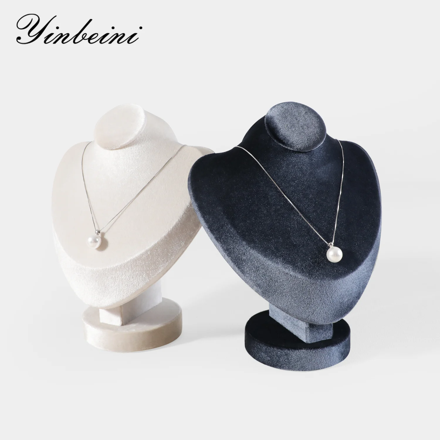 Yinbeini Velvet Jewelry Pendant Chest Stand Necklace Display Organizer Jewelry Store Countertop Exhibition Props RB026