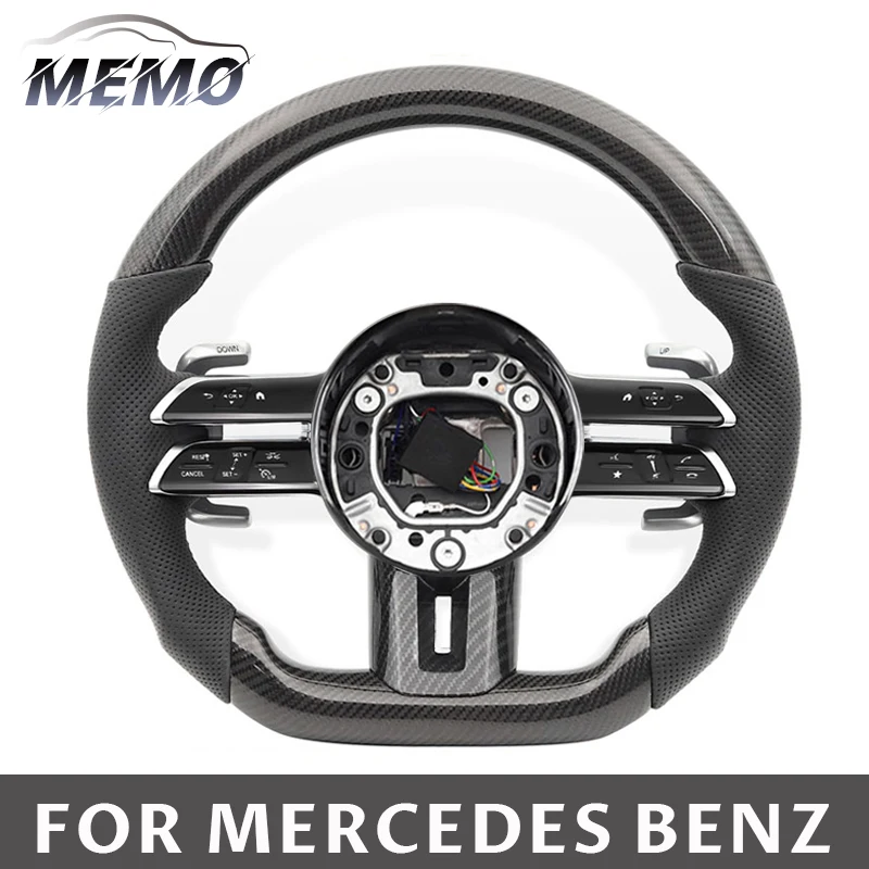 Volante de carro de fibra de carbono para mercedes benz amg w221 w222 w223 w204 w205 w167 gla glk glc gls gls skl mls acessórios de carro