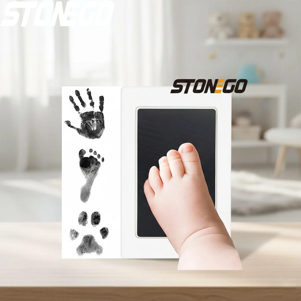DIY Handprint and Footprint Kit Ink Pads Photo Frame Baby Shower Gift Safe Clean Souvenir Accessories for Toddlers view 2