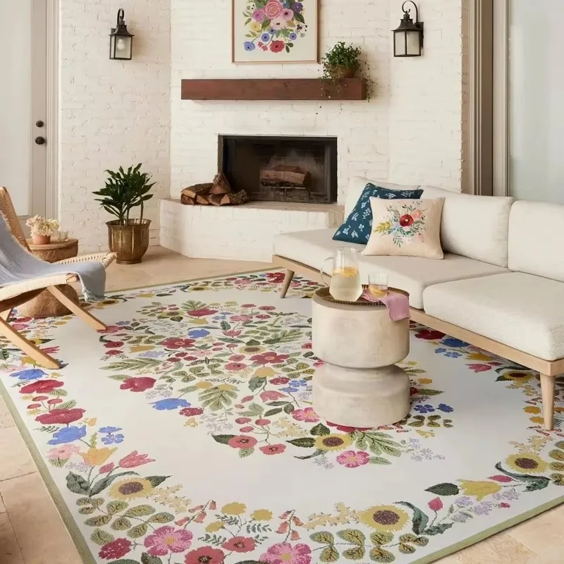 Living Room Carpet Floral Classical Art Home Decoration Bedroom Bedside Rug Large Area Coffee Table Plush Floor Mat Alfombra 양탄자