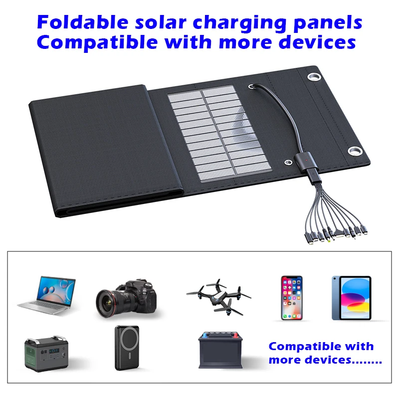 600W Foldable Solar Panel 5V USB Portable Battery Charger for Cell Phone Outdoor Waterproof Power Bank for Camping Accessories