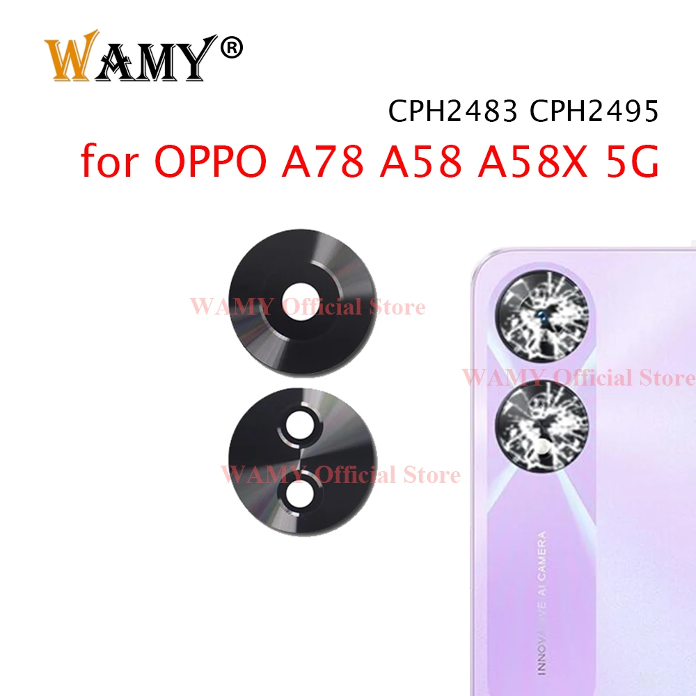 WAMY Rear Back Camera Glass Lens Cover Replacement for OPPO A78 A58 A58X 5G with Sticker
