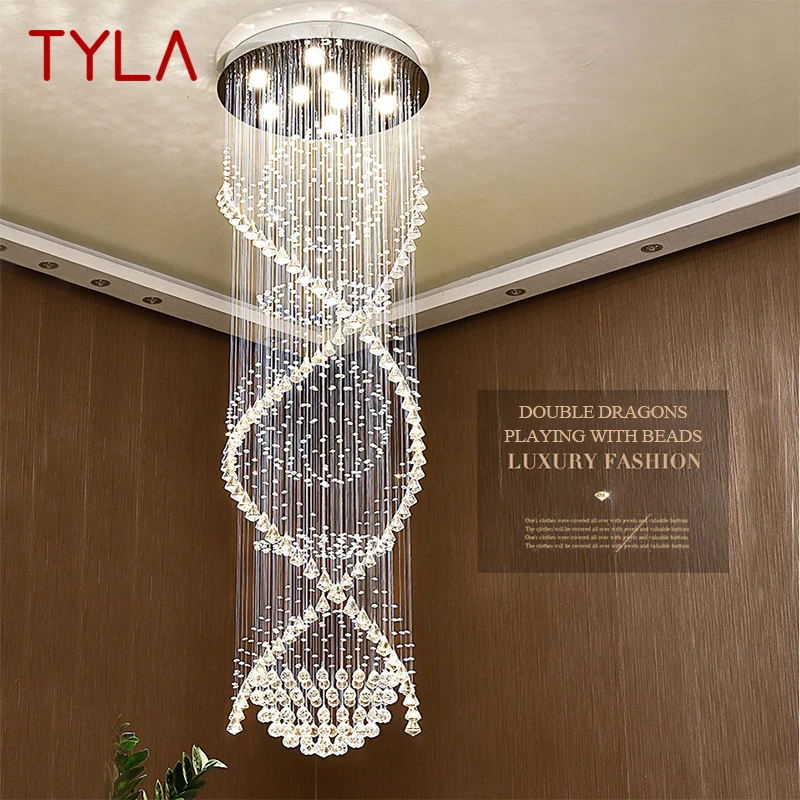 TYLA Modern Crystal Pendant Hanging Lamp LED Creative Luxury Chandelier Lights for Home Living Room Villa Staircase