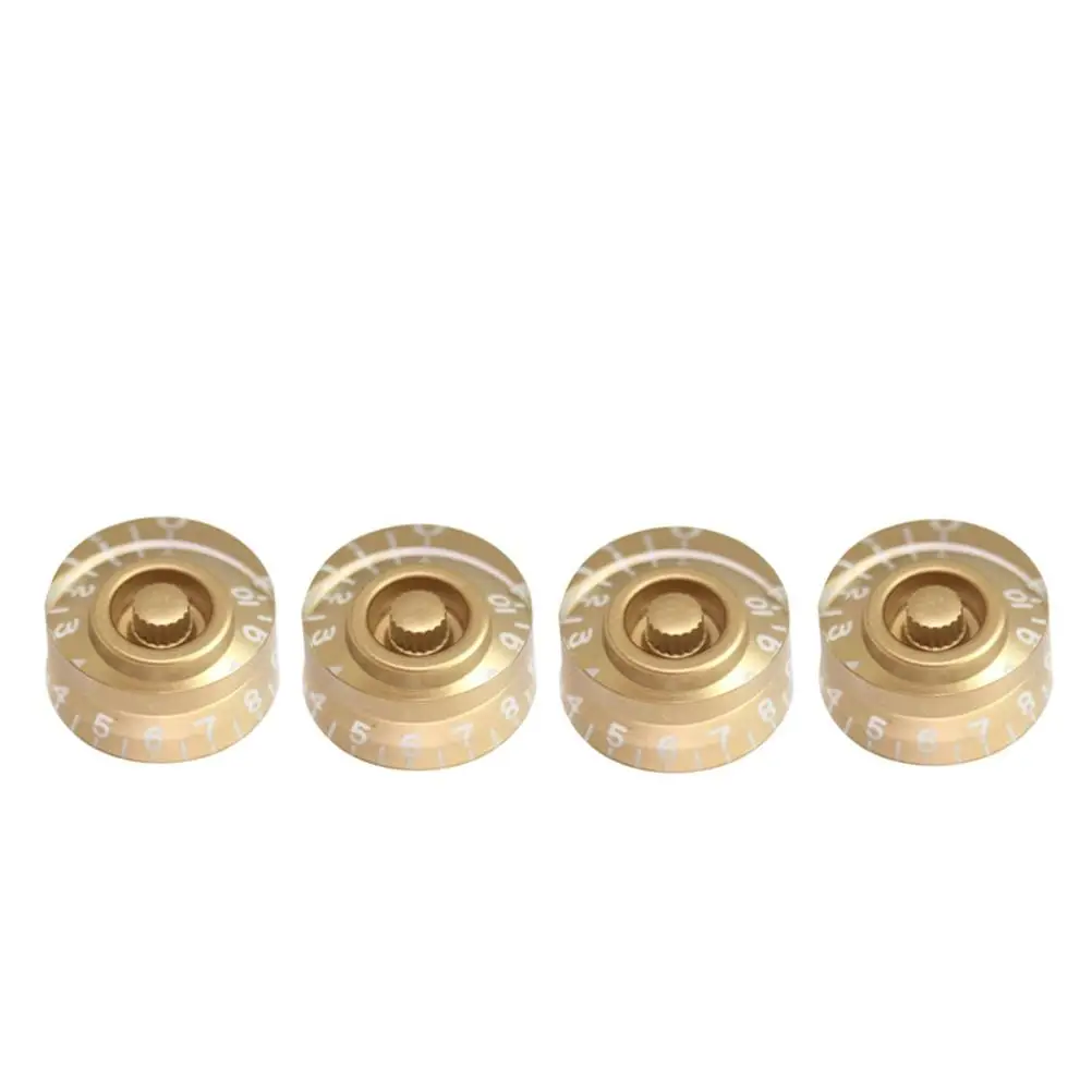 

4 PCS/ Set Round Guitar Knobs Volume Tone Control Knobs Rotary Knobs for Style Electric Guitar Parts Replacement (Golden)