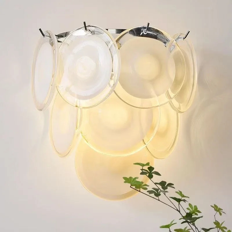 Modern Creative Colorful Round Glass Grape Shape Wall Lamp For Living Room Balcony Villa Corridor Bedroom And Bedside Lighting