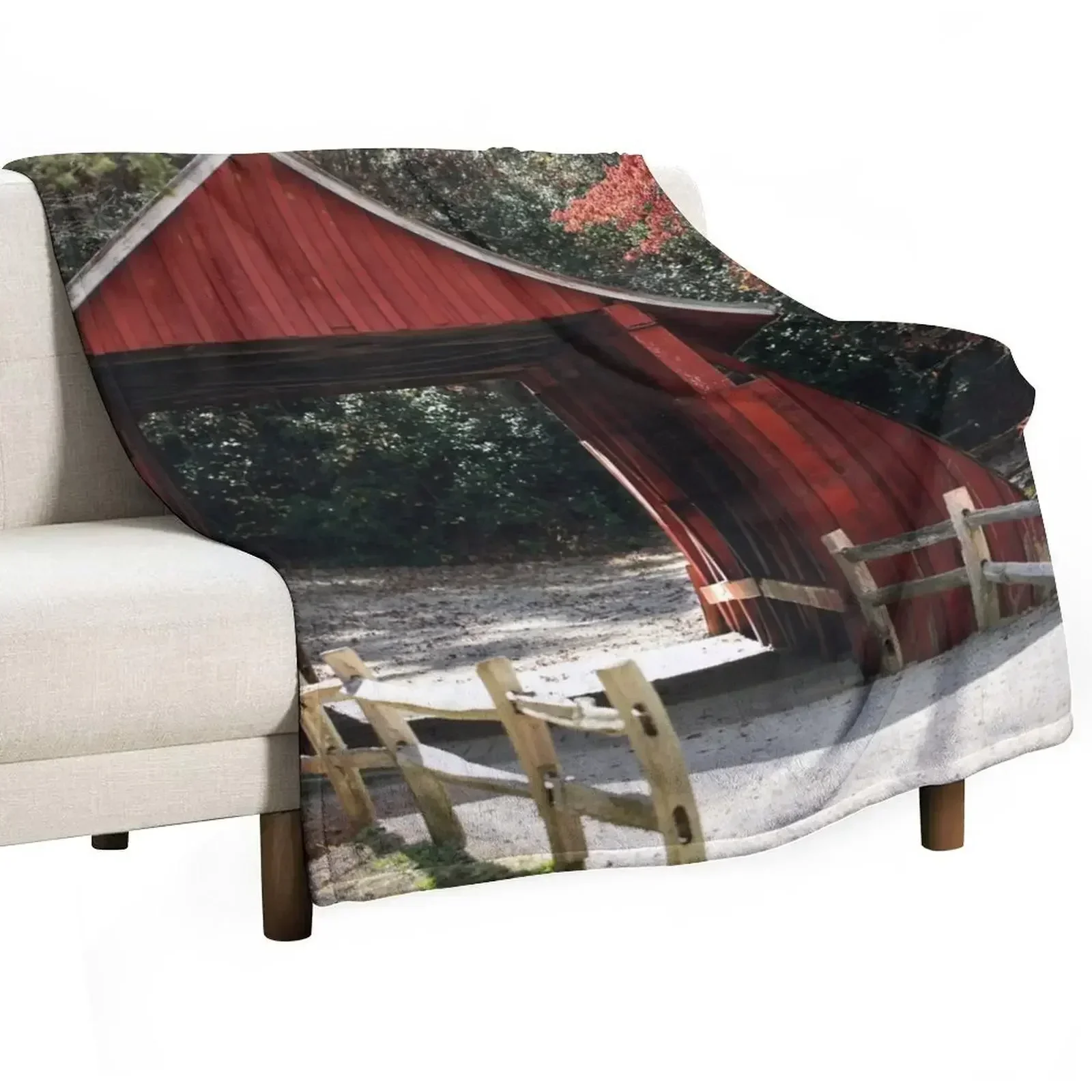 Campbell's Covered Bridge No 4 Throw Blanket halloween for sofa Flannel Fabric Furry Plush Luxury Designer Blankets
