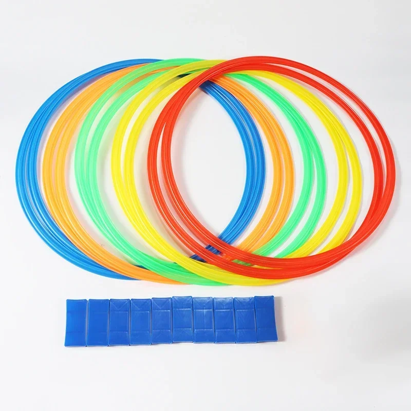 Outdoor Funny Physical Training Sport Lattice Jump Ring Set Game 10 Hoops 10 Connectors for Park Football Training Supplies