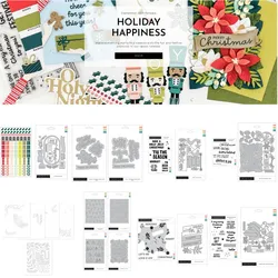 2024 Holiday Sprigs Schiaccianoci Regalo di Natale Fustelle in metallo Timbri trasparenti Stencil Hot Foil Decorazione fai da te Scrapbook Craft