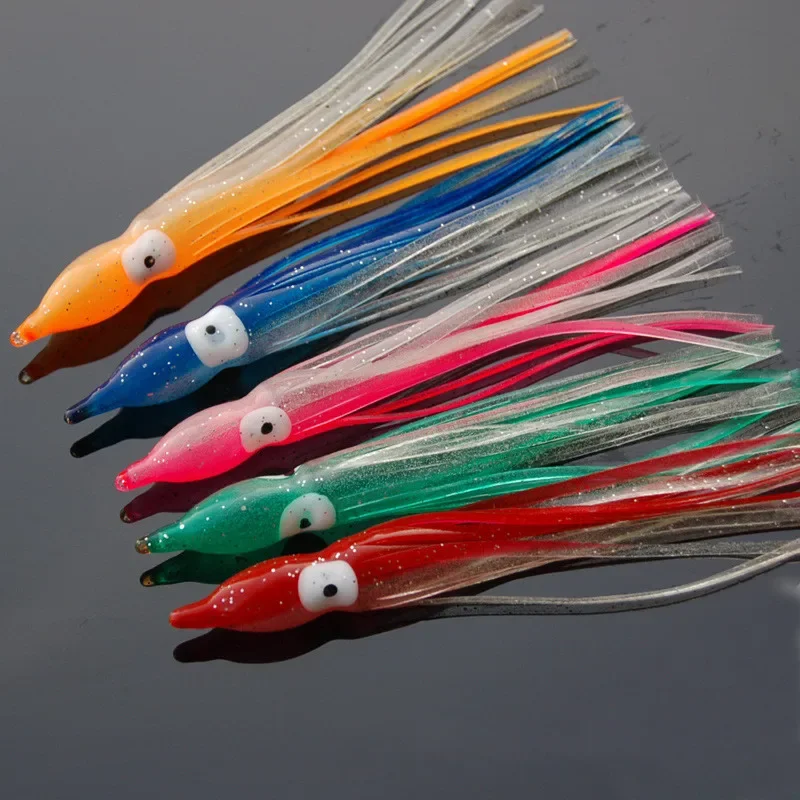 5Pcs 5/10cm Rubber Luminous Squid Skirts Soft Lure Pesca Bait Octopus   Fishing Lures Tuna Sailfish Catfish Baits