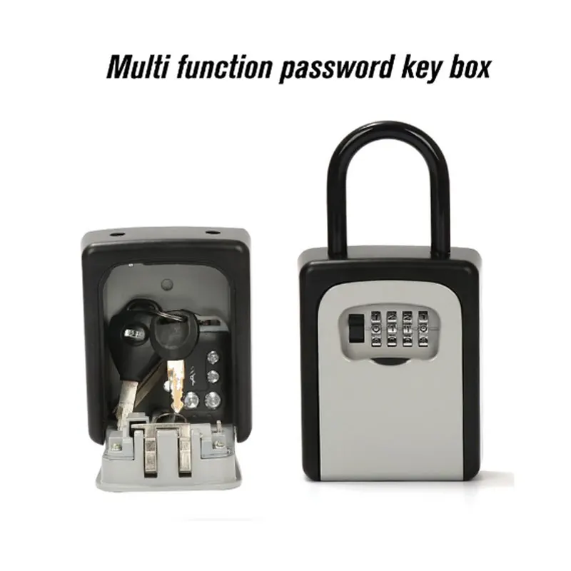 2022 Key Lock Box Wall Mounted Aluminum Alloy Key Safe Box Weatherproof 4 Digit Combination Keys Storage Lock Boxes