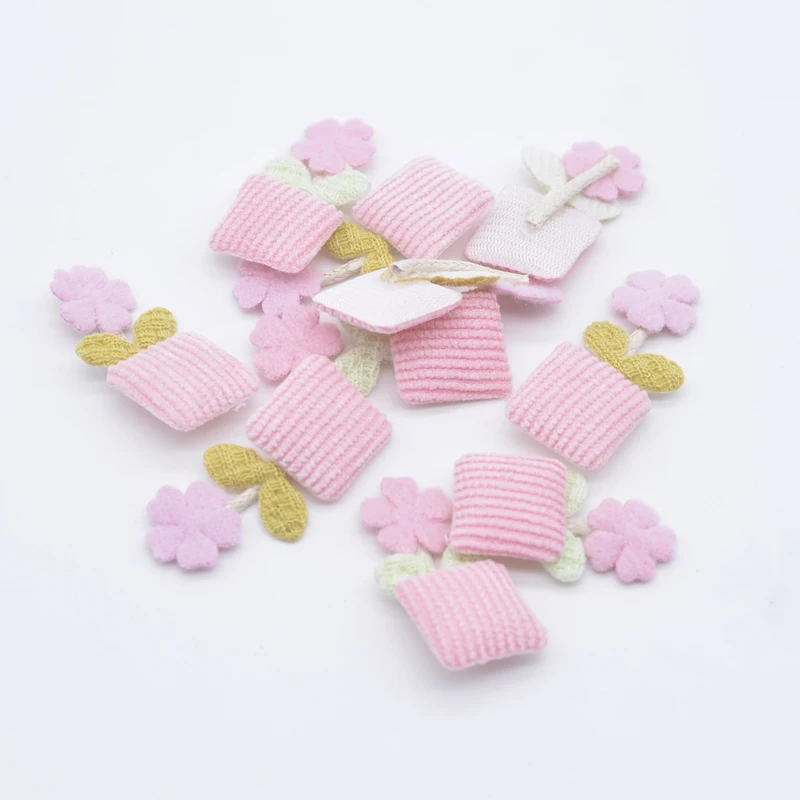 20Pcs 20*40mm Cartoon Flower Applique for Handmade Baby Clothes Hat Shoes Cloth Fabric Sewing Patches DIY Headwear Accessorres