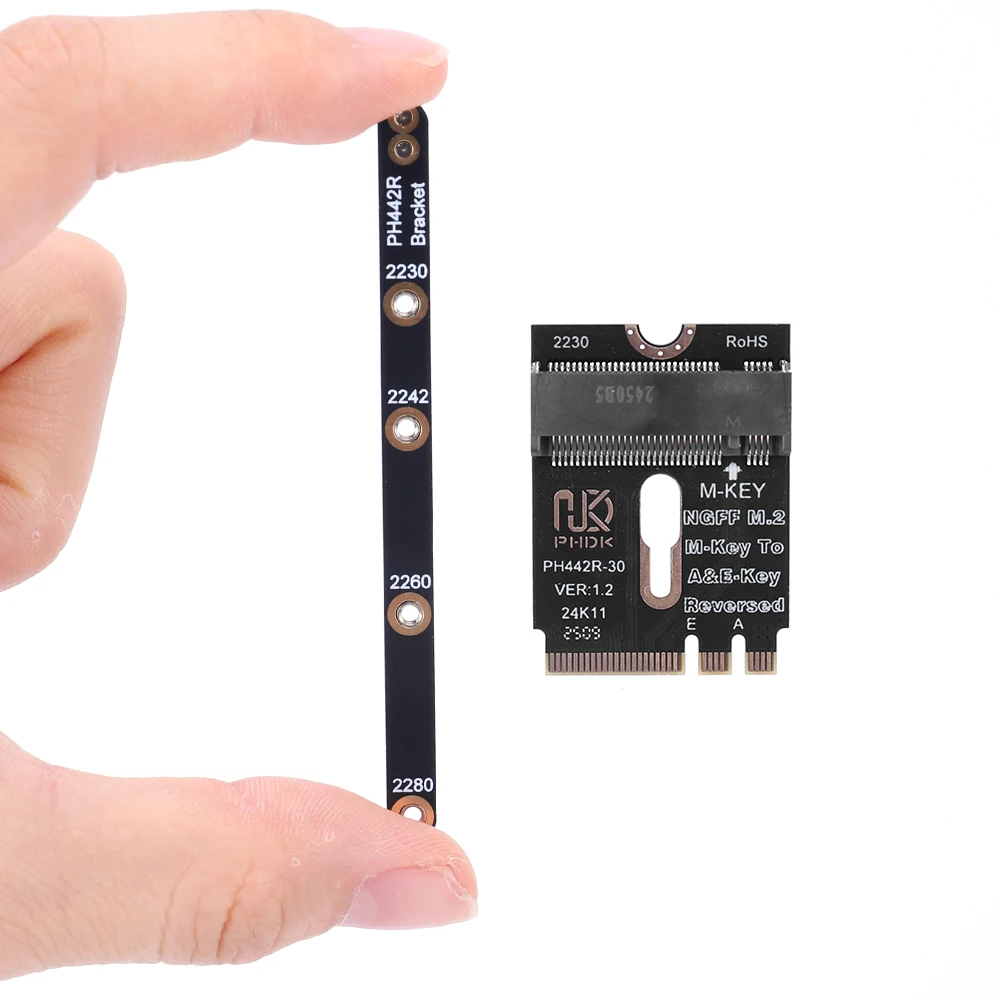 

Адаптер-удлинитель NGFF A+E-Key (мужской) на NVME M-key (женский) PCI-E 4.0 с кронштейном для материнской платы ноутбука SSD 2280