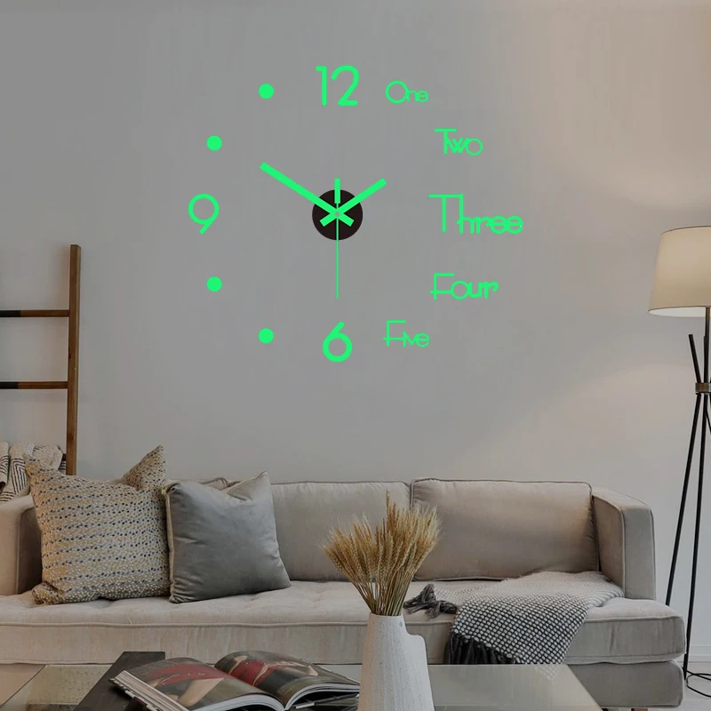 3D Luminous Wall Clock Frameless DIY Digital Clock Wall Stickers Mute Clock for Living Room Bedroom Office Wall Decor