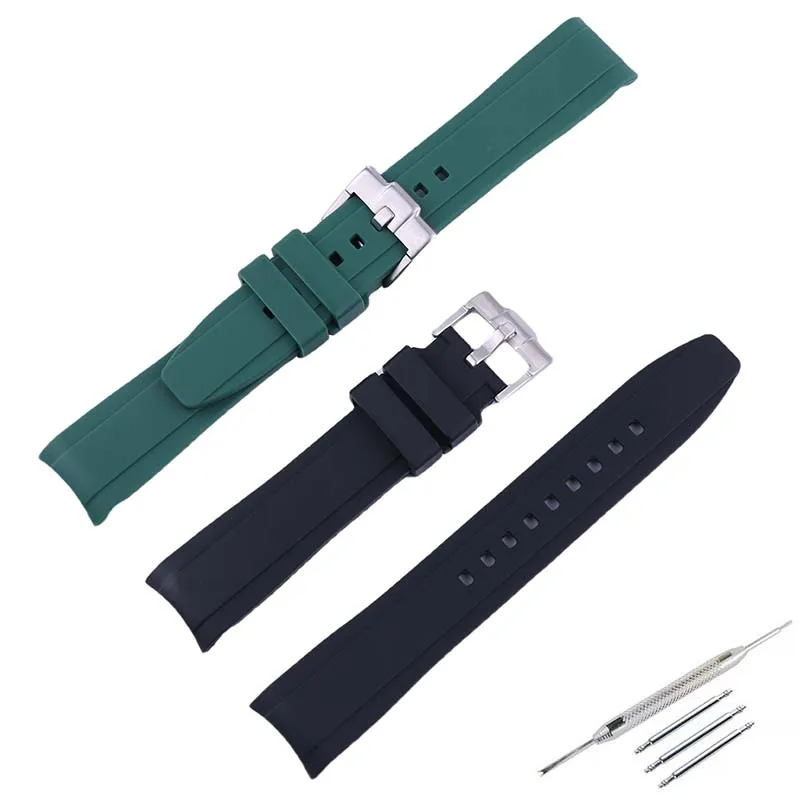 20mm Silicone Watch Strap accessories compatible with Rolex Green Black Water Ghost Explorer Yacht rubber watch bands wristband