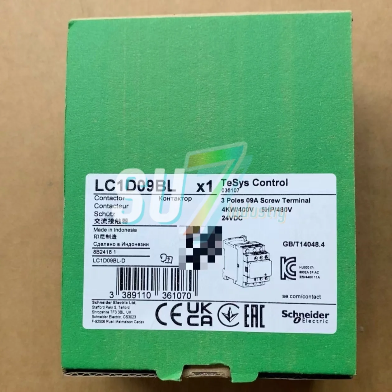 

Контактор LC1D09BL 24 В постоянного тока, новый в коробке