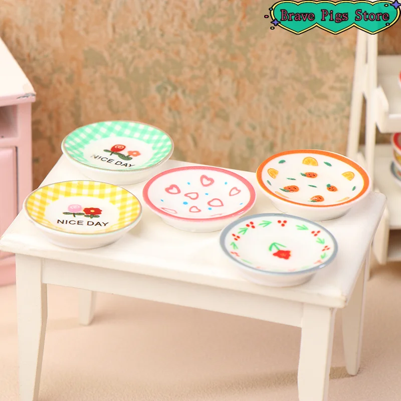 5Pcs Mini Plates Dishes Model Simulation Kitchen Decoration Accessories