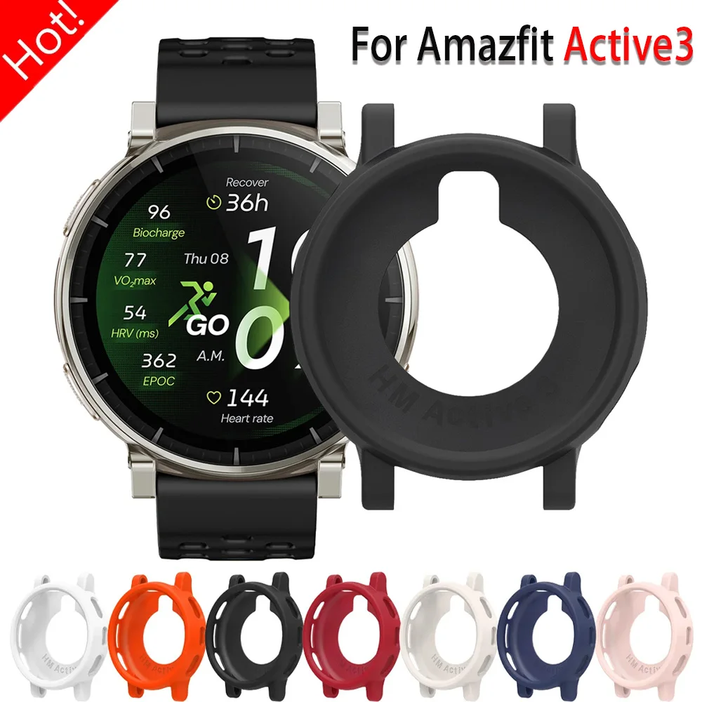 Soft Silicone Case for Huami Watch Amazfit Active 3 Protective Bumper Hollow Cover for Amazfit Active 3 Replaceable Frame Shell