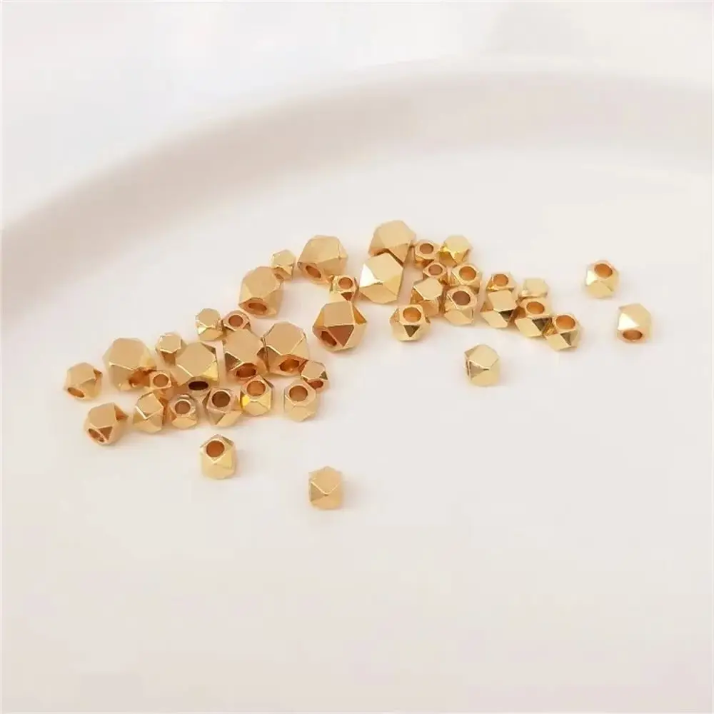 

14K Gold Plated Corner bead polygon slice, loose bead, separate bead DIY handmade beading material, first accessories