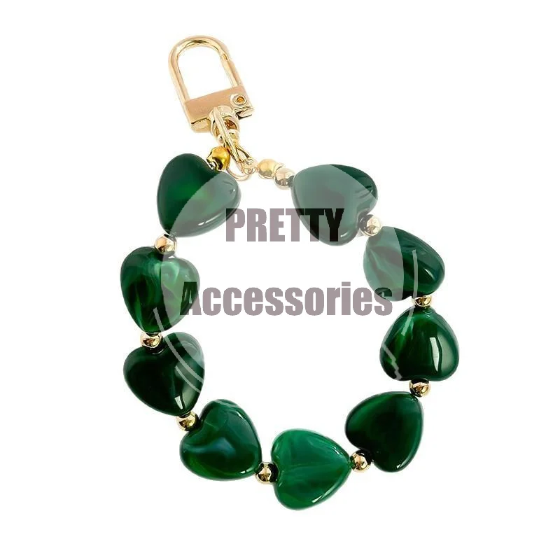 1 PCS Light Luxury Acrylic Resin Heart-Shaped Bead Keychain, Mobile Phone And Bag Accessories