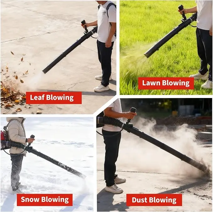2 Stroke Backpack Gas Leaf Blower,  43CC 2.2HP  Engine Gas Powered Leaf Blower, 780 CFM Air Volume, 270 MPH Speed, Low Vibration, and Cruise Control Gas Blower for Lawn Care